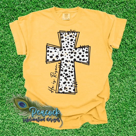 He Is Risen Polka Dot Cross