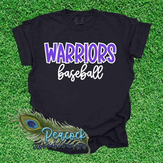 Warriors Baseball (cursive-white)